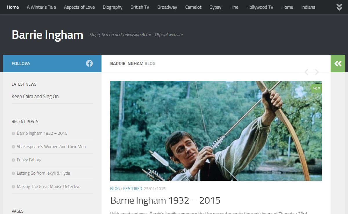 Barrie Ingham – Stage, Screen and Television Actor – Official website