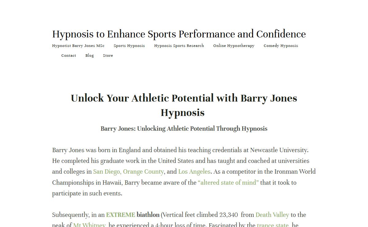 Unlock Athletic Potential: Sports Hypnosis with Barry Jones