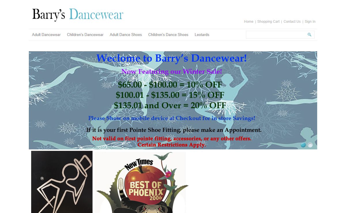 Barry's Dancewear, serving Arizona for over 50 years.