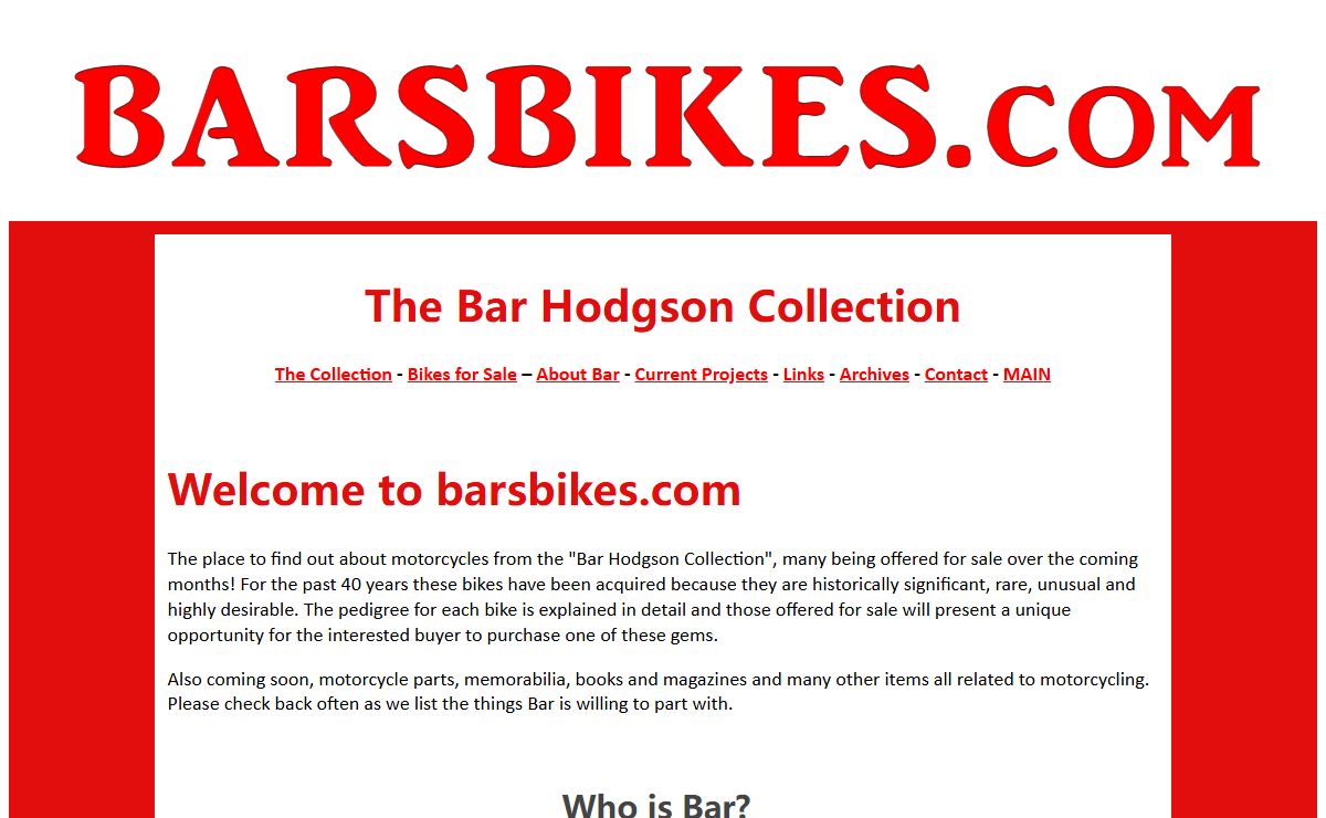Bar's Bikes, the Bar Hodgson Collection