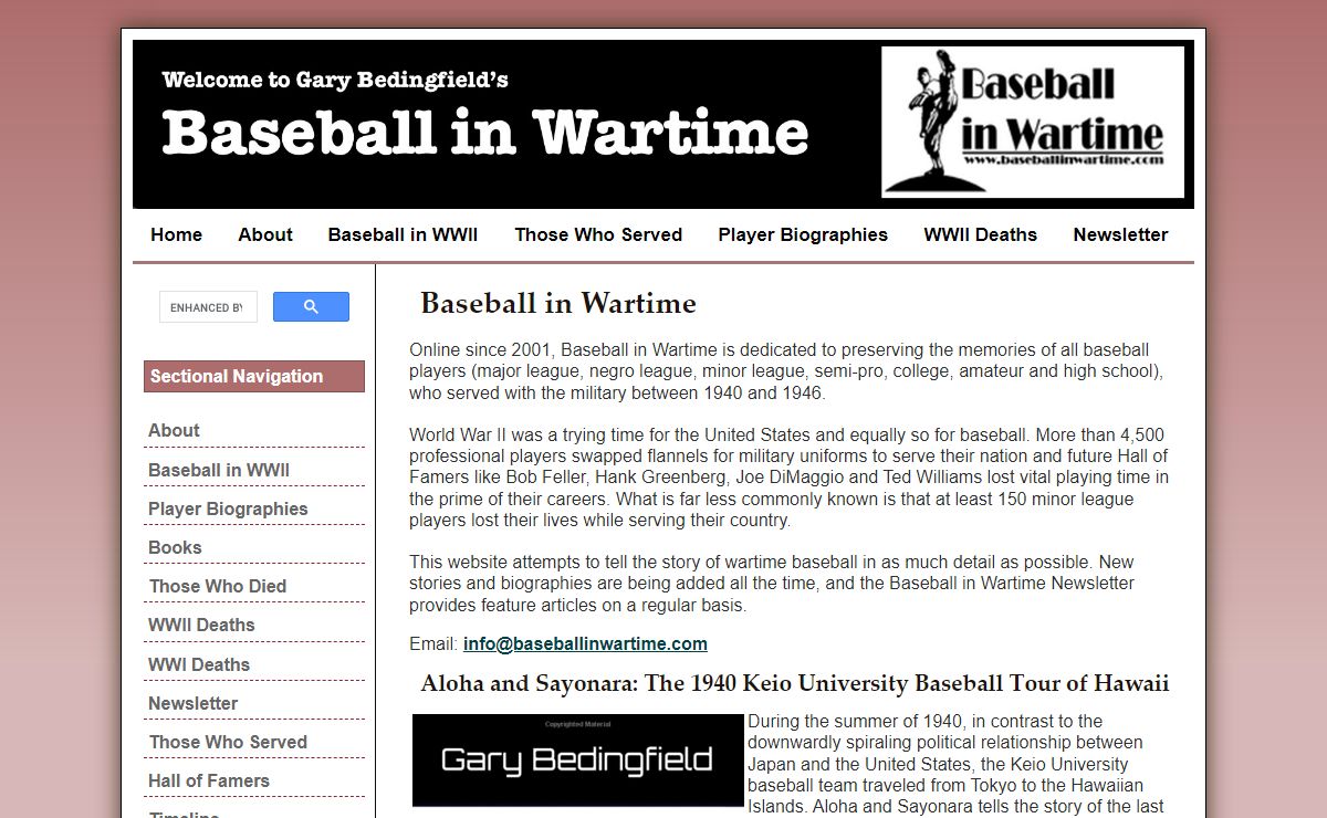 Baseball in Wartime - Dedicated to Baseball Players Who Served with the Military During World War II
