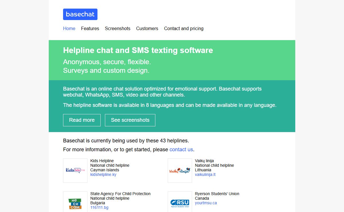 Basechat | Helpline Software - Chat, SMS, WhatsApp