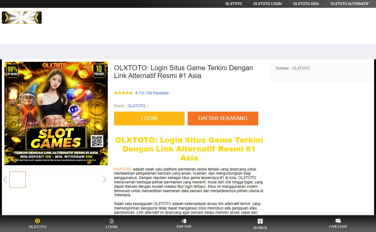 OLXTOTO: Login Situs Game Terkini Dengan Link Alternatif Resmi #1 Asia