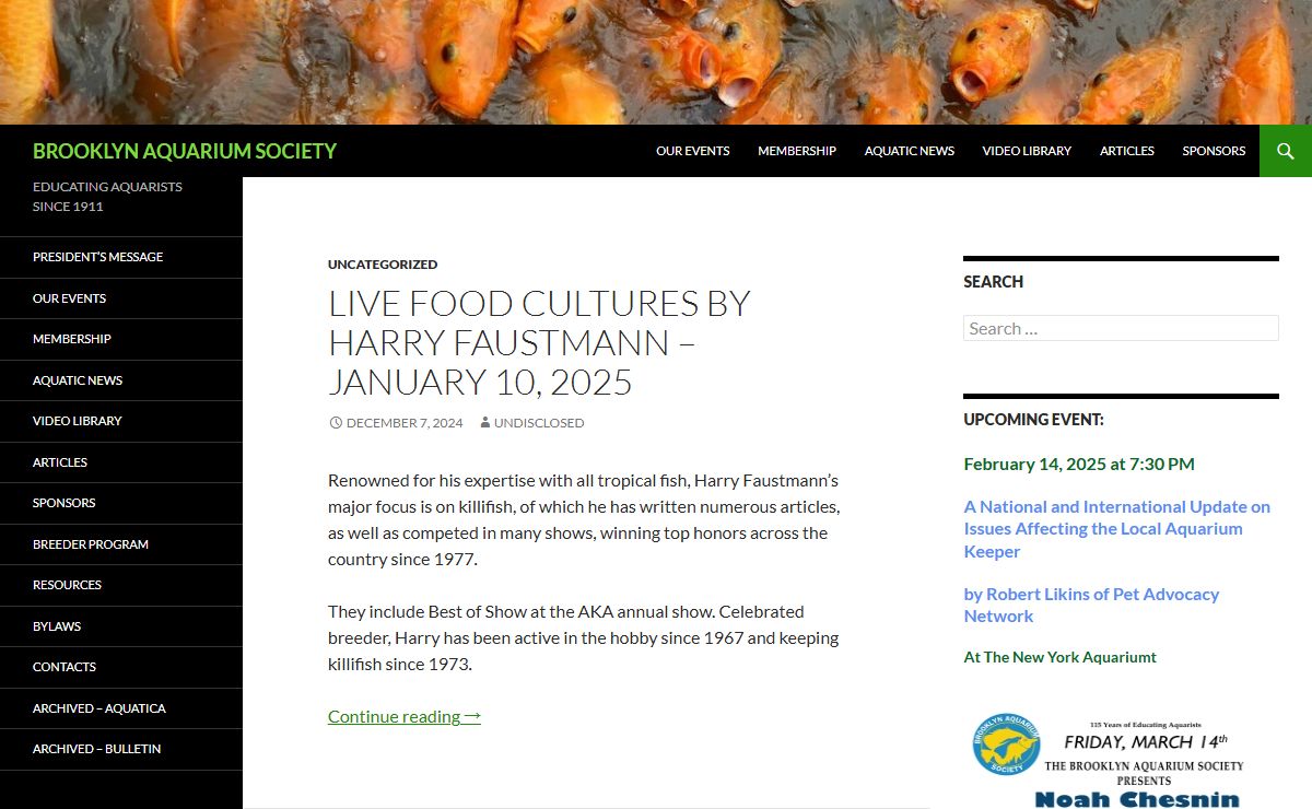 BROOKLYN AQUARIUM SOCIETY | EDUCATING AQUARISTS SINCE 1911