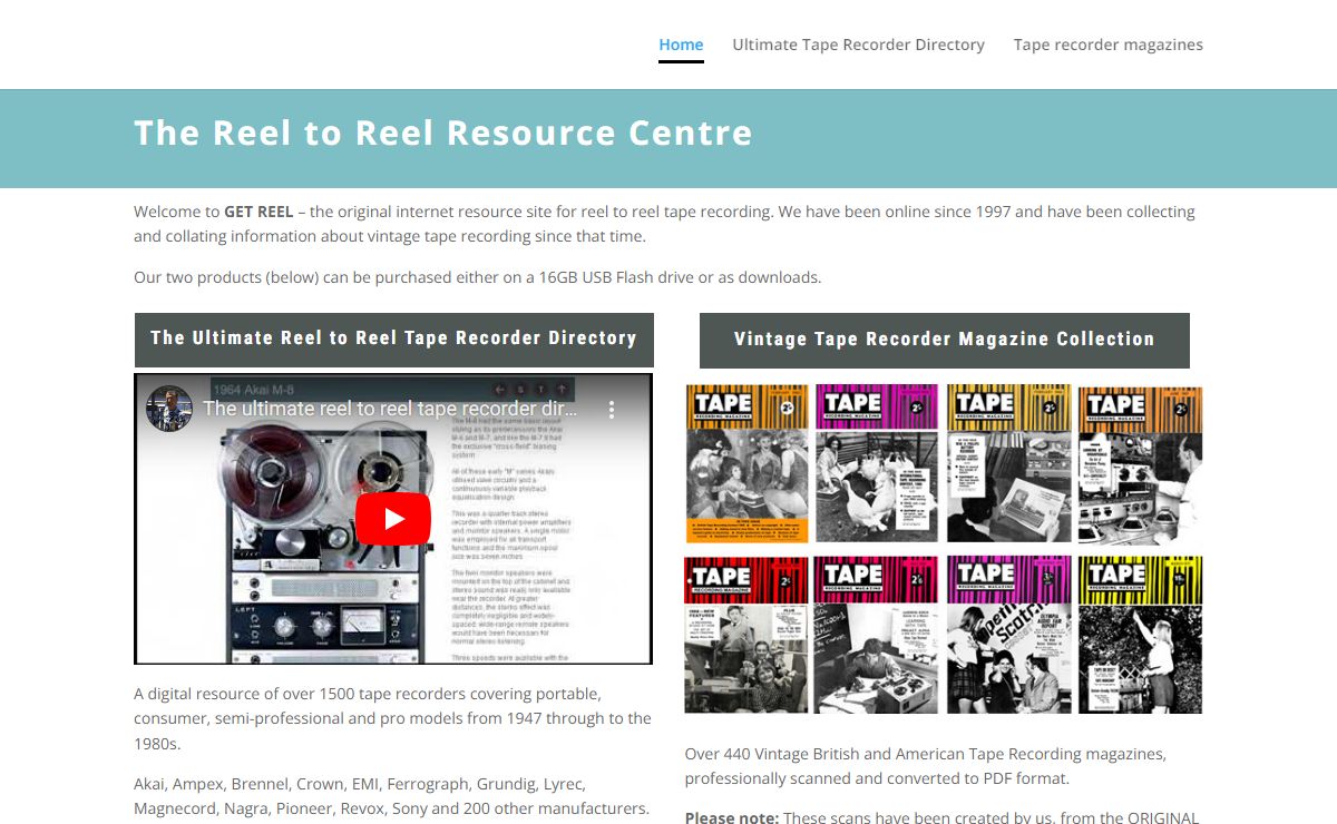 The reel to reel tape recorder resource centre - Get Reel