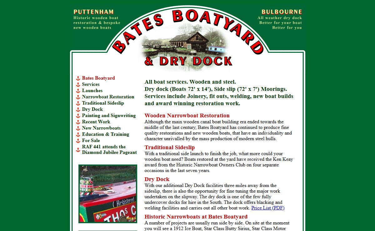 Bates Boatyard Wooden Narrowboat Restoration, Traditional Sideslip and Dry Dock