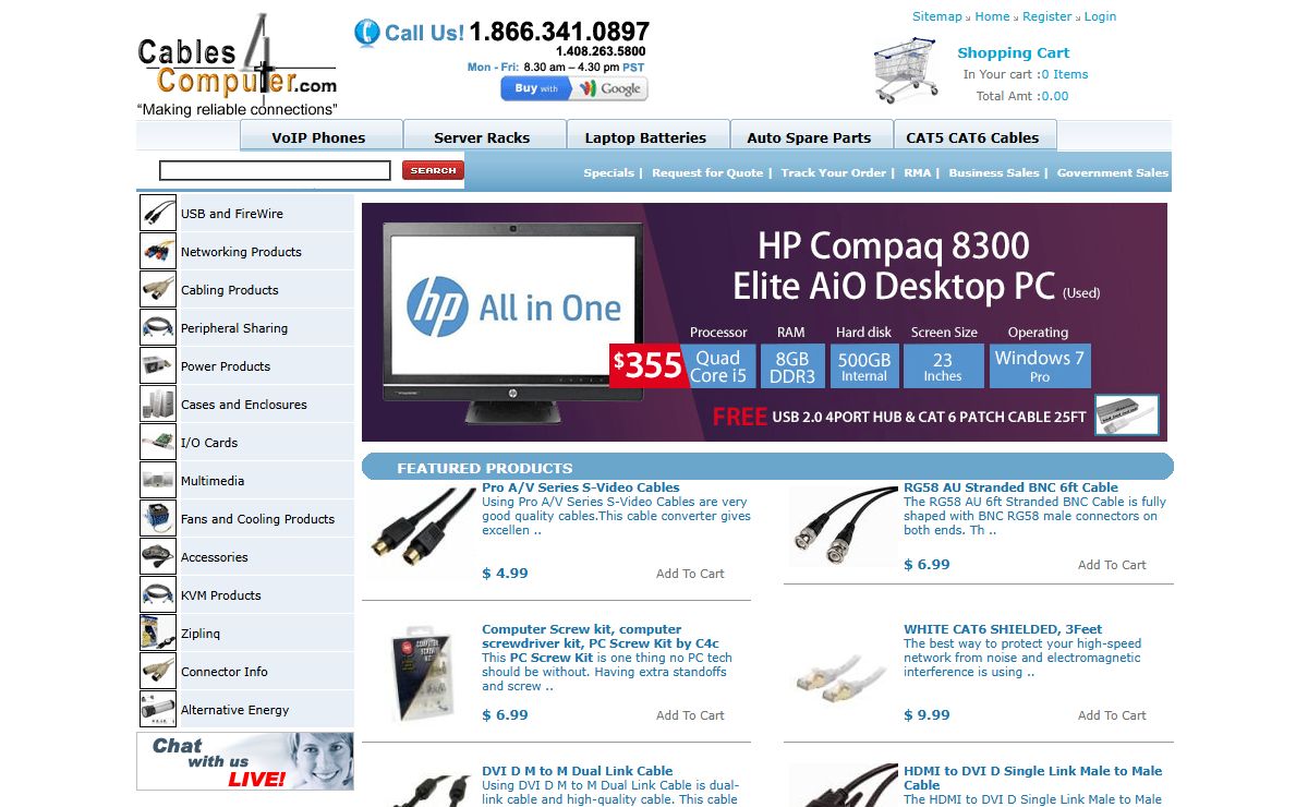 Cat6 Ethernet cables | HDMI cables | PC Power cables | Retractable Cables