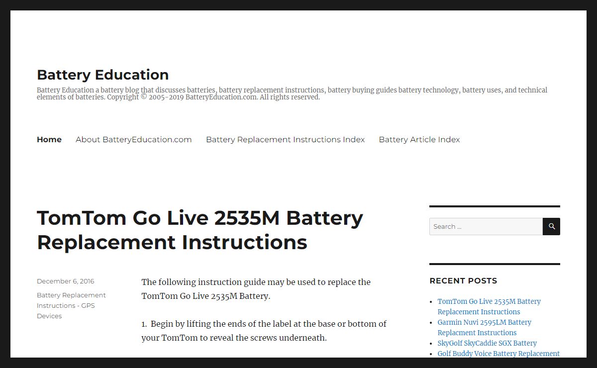 Battery Education – Battery Education a battery blog that discusses batteries, battery replacement instructions, battery buying guides battery technology, battery uses, and technical elements of batteries. Copyright © 2005-2019 BatteryEducation.com. All rights reserved.