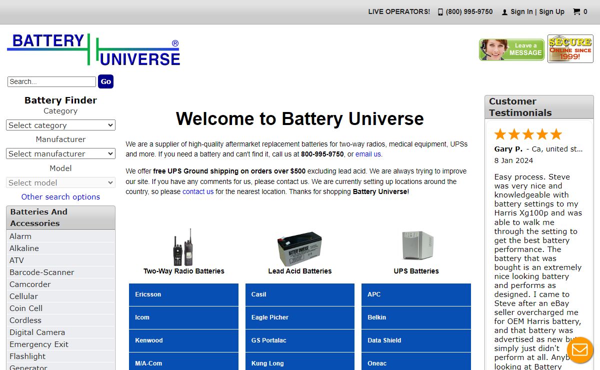 Battery Universe - Batteries for two way radios and more