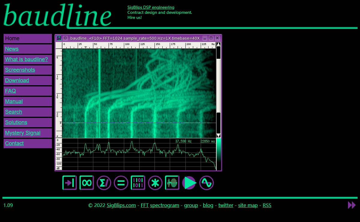 baudline signal analyzer - FFT spectrogram