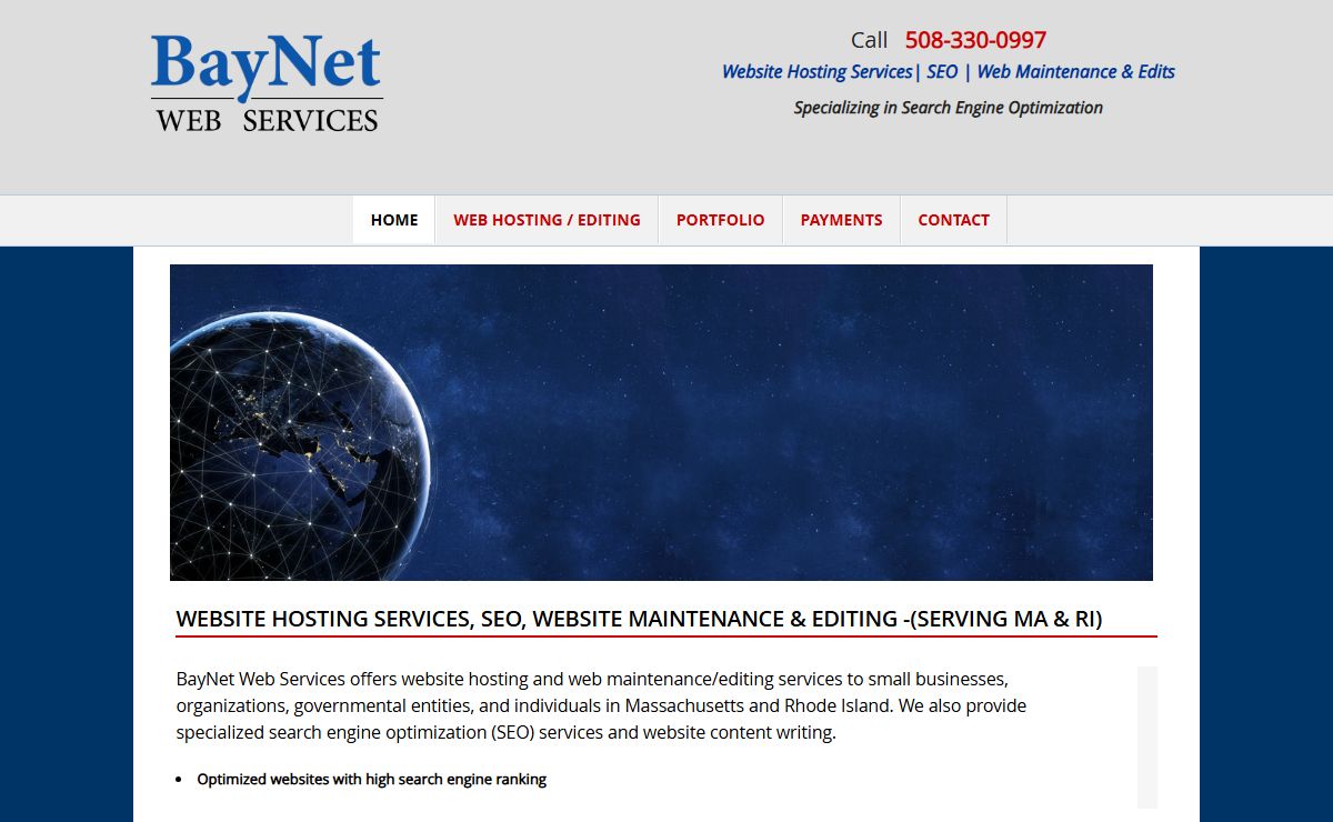Website Hosting Services, SEO, Web Maintenance, Website Edits, Search Engine Optimization - BayNet Web Services, MA, RI