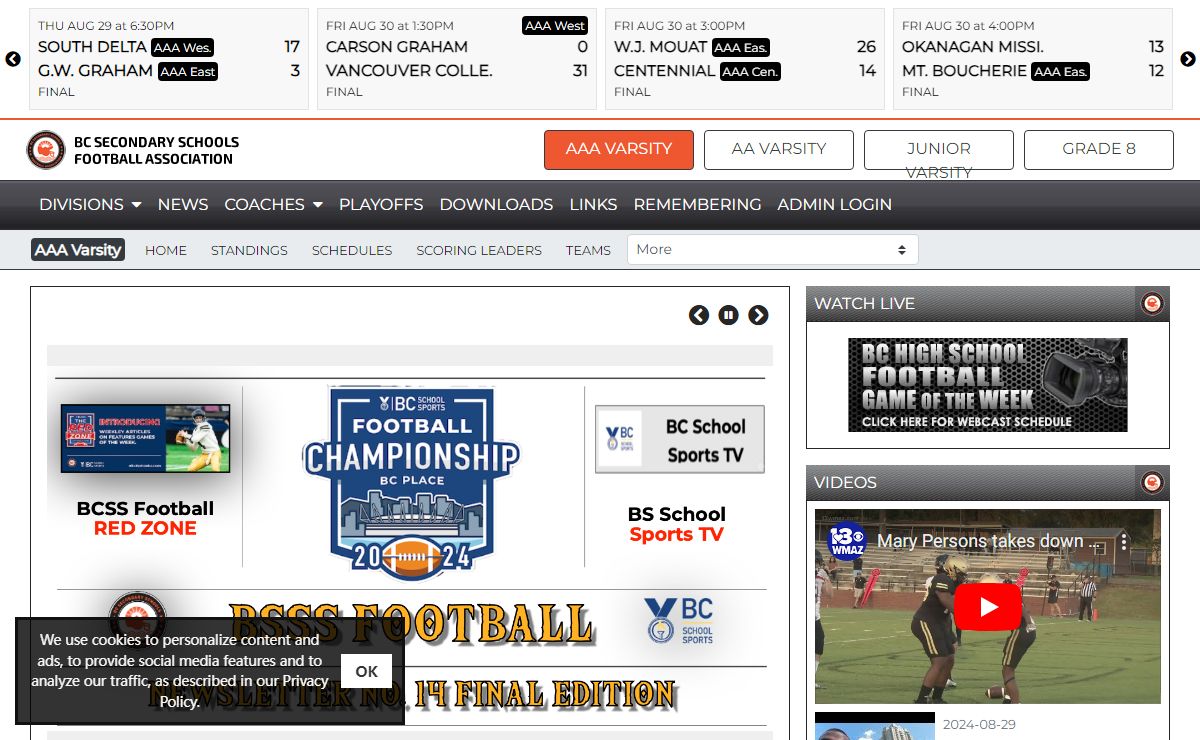 British Columbia High School Football Association - Powered By esportsdesk.com