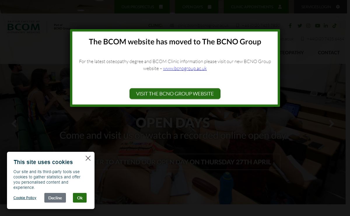 Osteopathy College - Train to be an Osteopath | British College of Osteopathic Medicine - part of BCNO Group