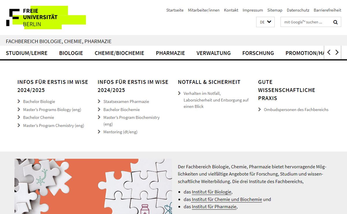 Fachbereich Biologie, Chemie, Pharmazie: Startseite