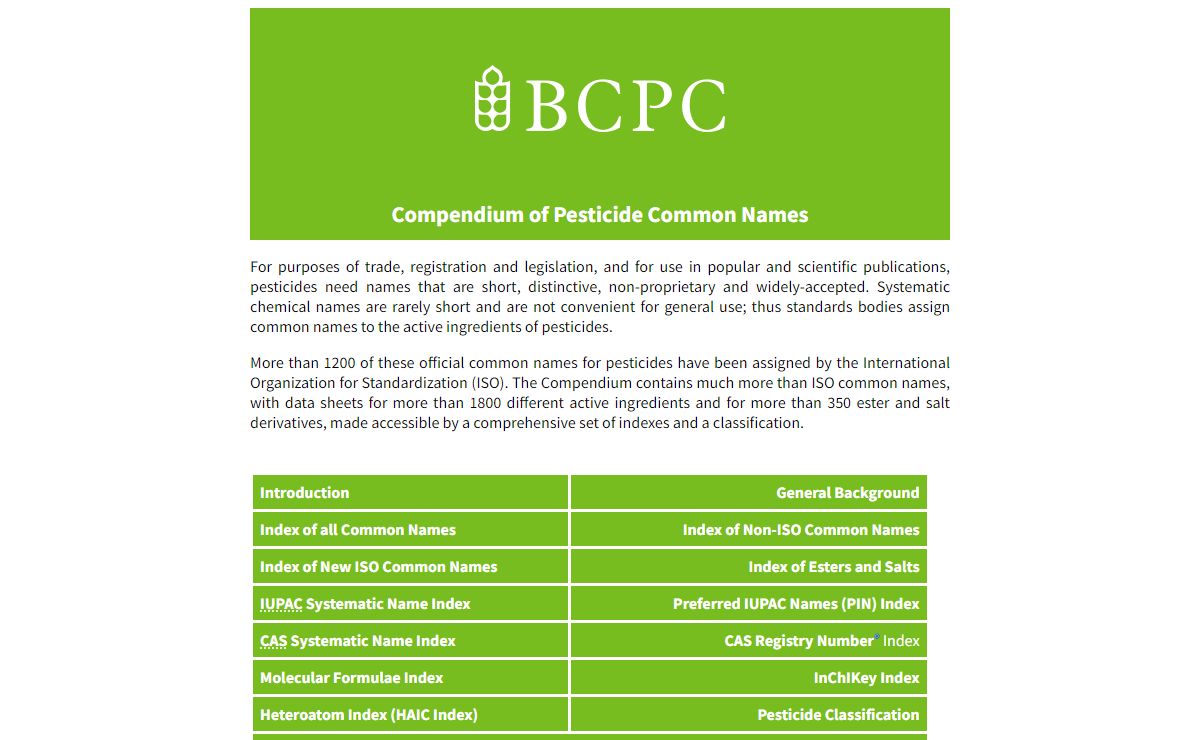 Compendium of Pesticide Common Names