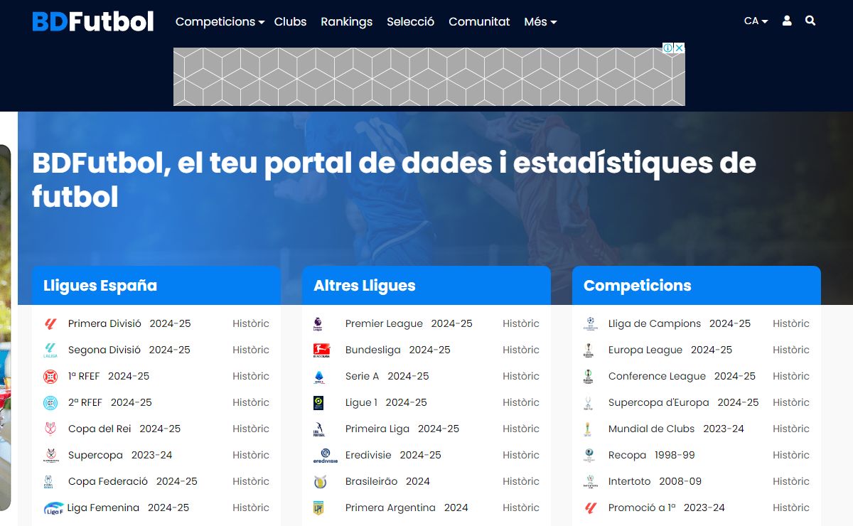 Dades Històriques i Estadístiques de Futbol | BDFutbol