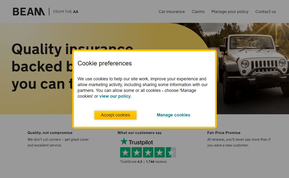 BEAM insurance | Car insurance backed by the AA