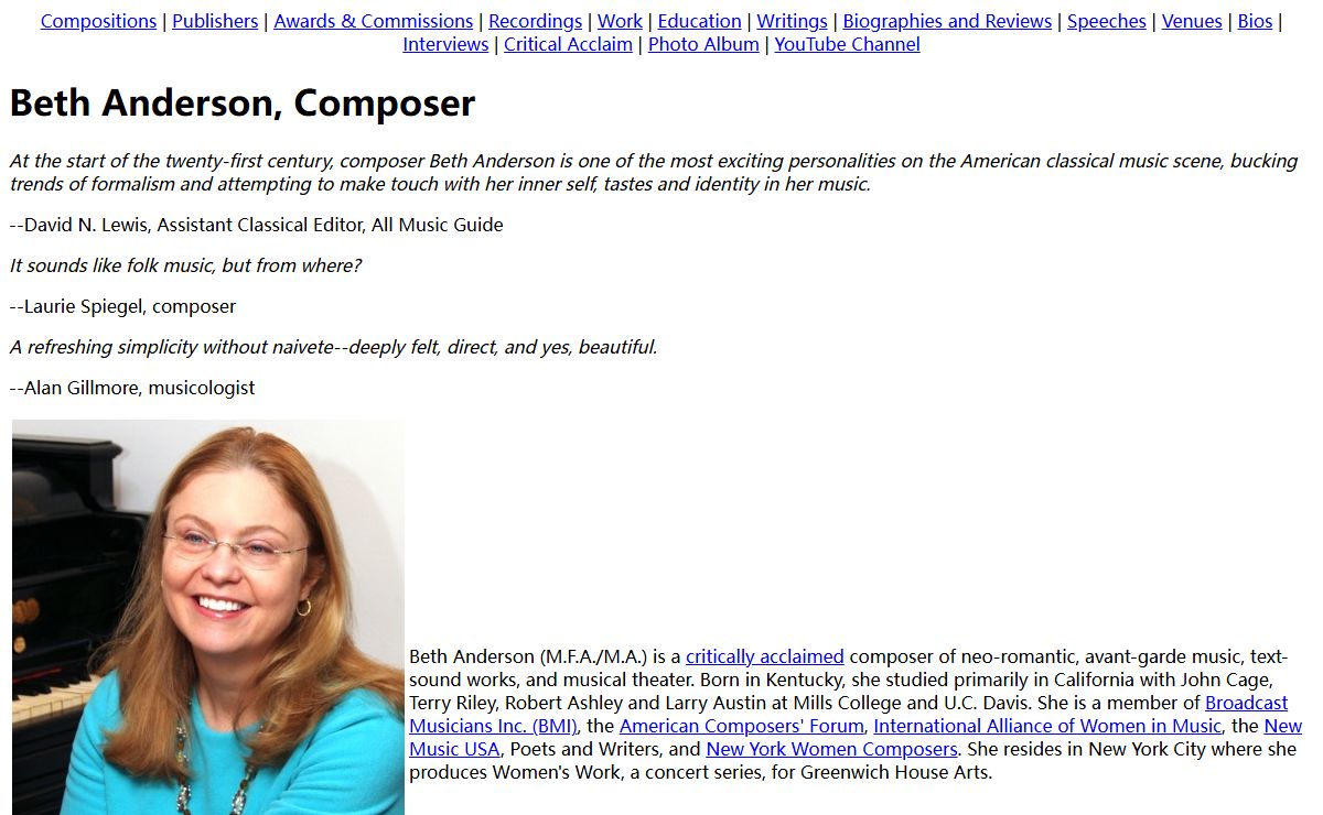Beth Anderson, Composer