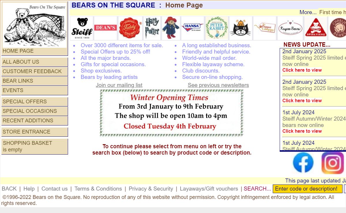 Teddy Bears Steiff teddy bears Charlie Bears Deans Kaycee Hermann Grisly Clemens Deb Canham Gollies. Golliwogs. Stieff. knopf steiff, steiff teddy, teddy bears, gollywogs, paddingtom bear, steiff collectors, Aunt Lucy, Steiff animals, Clemens, Boyds, Kaycee Bears, Wenlock, Mandeville, Olympic, Canterbury, Gund, Gollies, golliwogs, golly, Hansa, Paddington bear, Winnie the Pooh, Russ Berrie, Meerkats, Elmer, Artist bears, Halcyon days, hansa, steiff, steiff teddy bears, deans, deans teddy bears, hermann, hermann teddy bears, grisly teddy bears, clemens teddy bears, canterbury teddy bears, deb canham teddy bears, gund teddy bears, paddington bear, Russ berrie bears, artist teddy bears, teddies, teddys, merrythought, gund, steiff bears, stieff, Bears on the square, www.bearsonthesquare.com, miniature bears, teddy bear pictures, buy teddy bear, Ironbridge. Shropshire. West Midlands