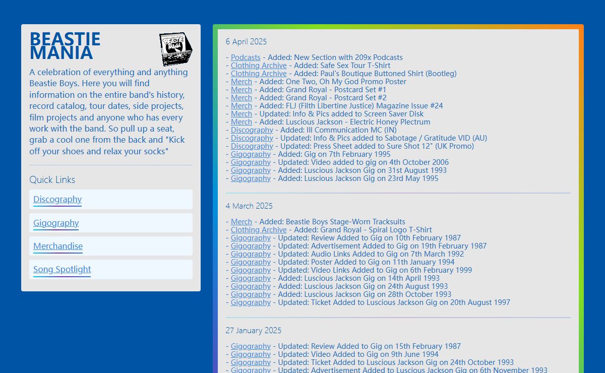 Beastiemania.com - Latest Site Updates and Beastie Boys News For Your Eyes