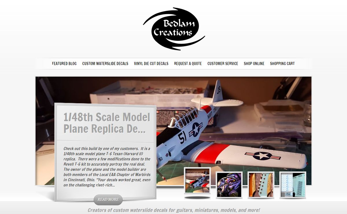 Bedlam Creations - Creators of custom waterslide decals for guitars, miniatures, models, and more!