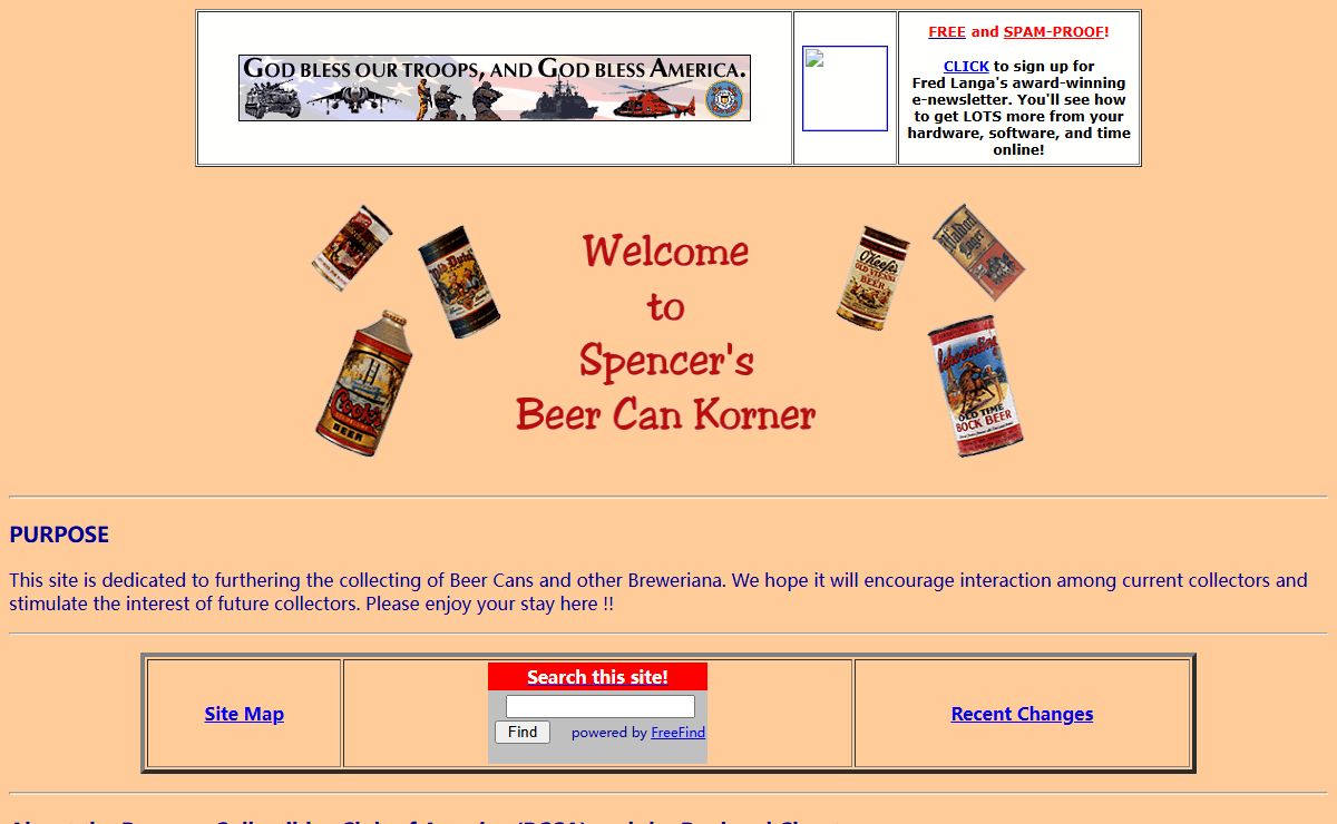 Spencer's Beer Can Korner - Index Page