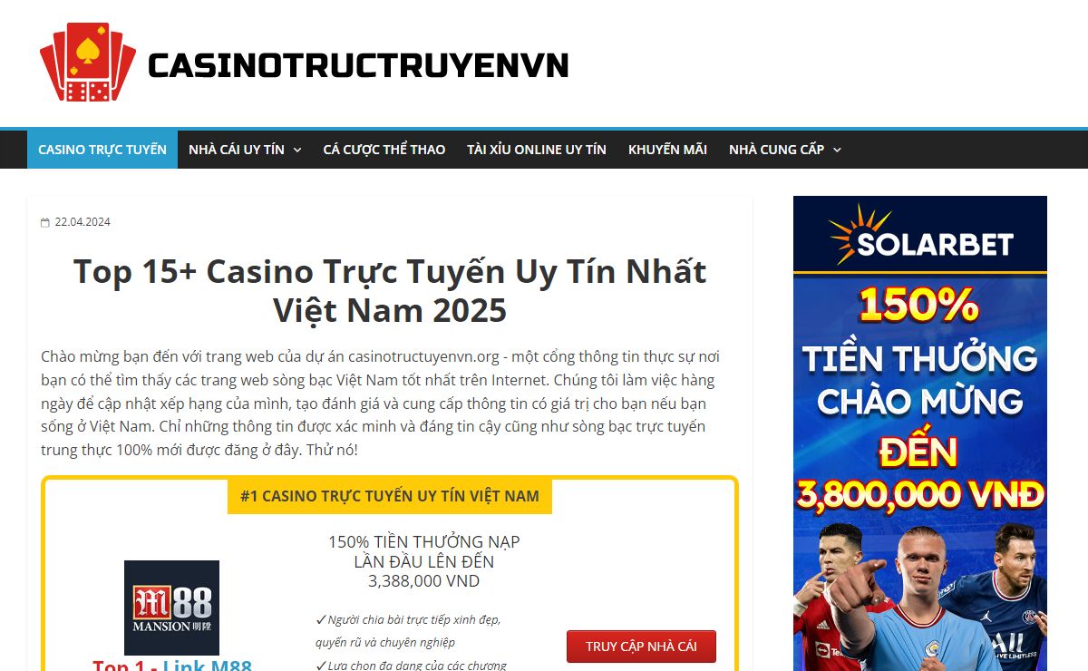 Top 10+ trang web casino trực tuyến Uy Tín Việt Nam 2025