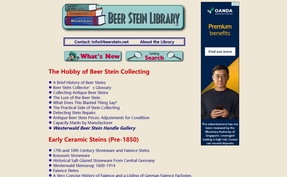 Beer Stein Library - Main Menu