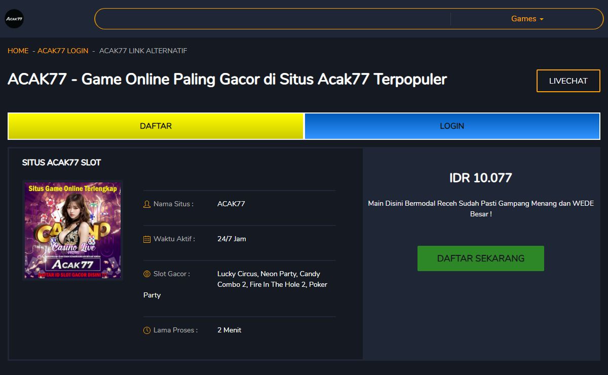 ACAK77 - Game Online Paling Gacor di Situs Acak77 Terpopuler