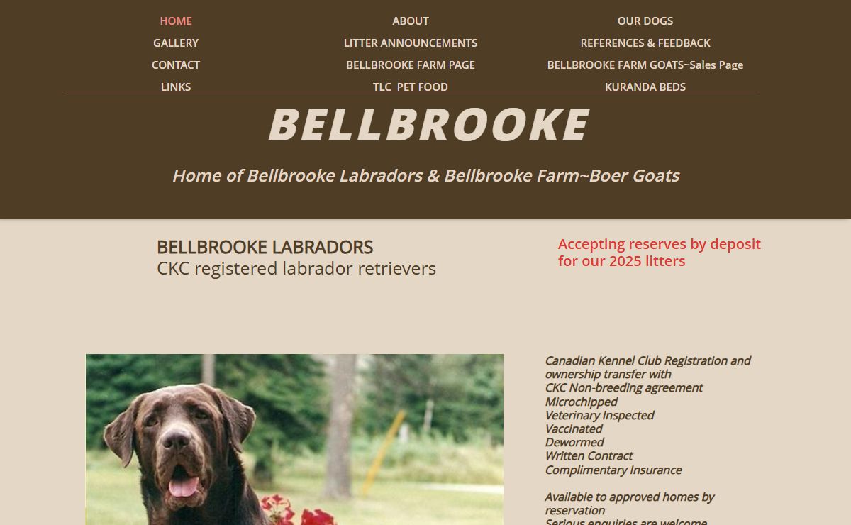 BELLBROOKE -home page for Bellbrooke Labradors & Bellbrooke Farm