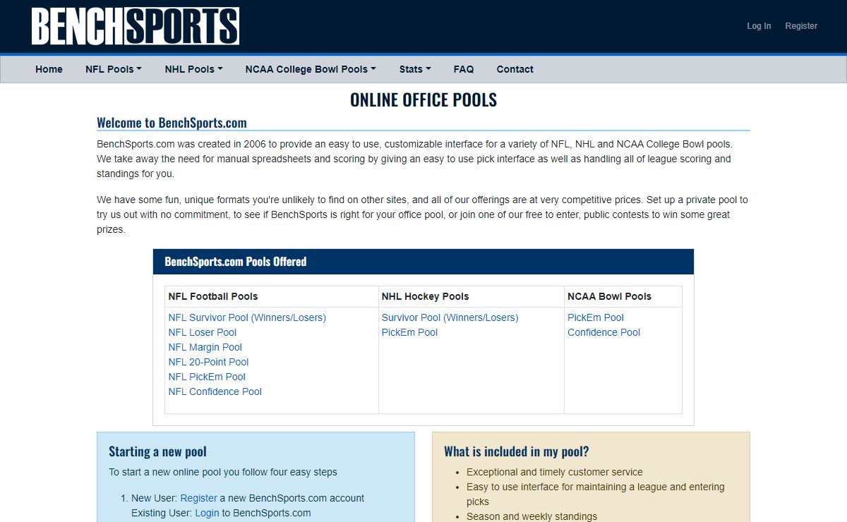 BenchSports - NFL Football Pools, NHL Hockey Pools, NCAA Football Pools