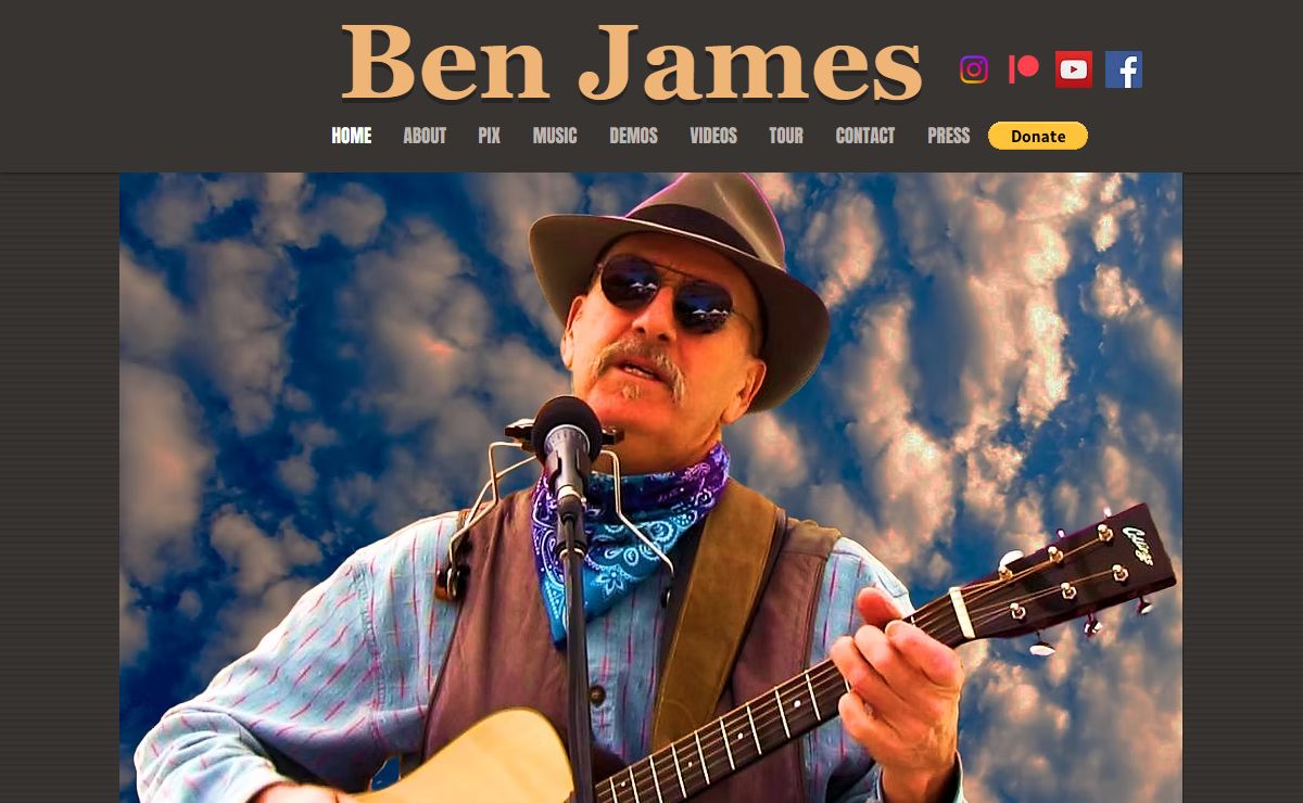 Home page of Ben James, a Folk, Acoustic Blues, Singer-Songwriter from Santa Cruz, California