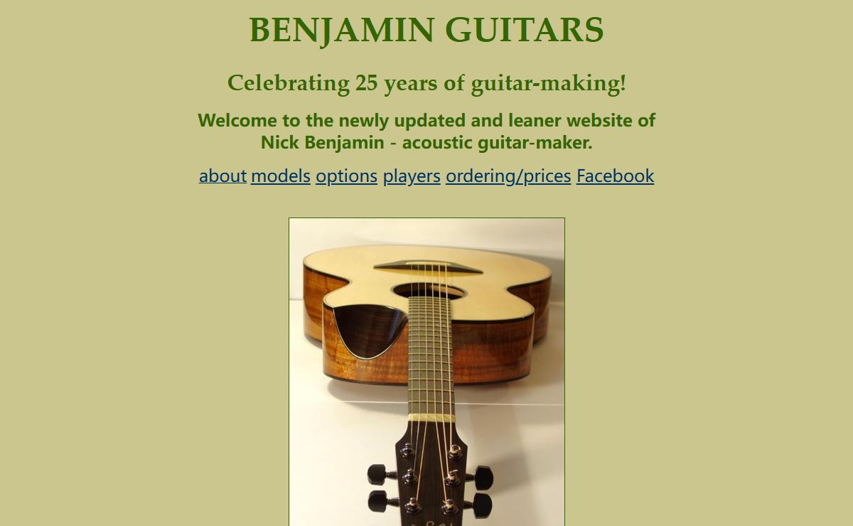 Benjamin Guitars: Acoustic Guitars Handmade by Luthier Nick Benjamin