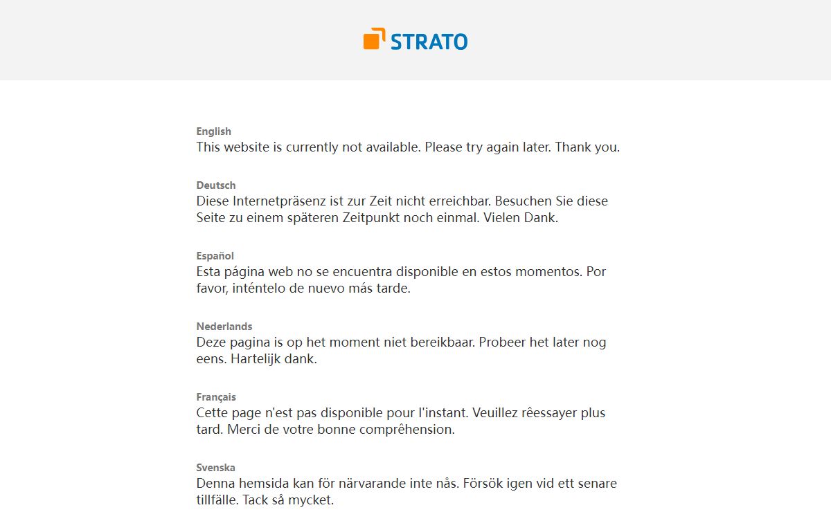 STRATO - Domain not available