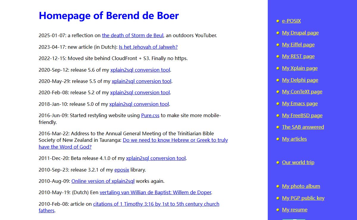 Homepage of Berend de Boer