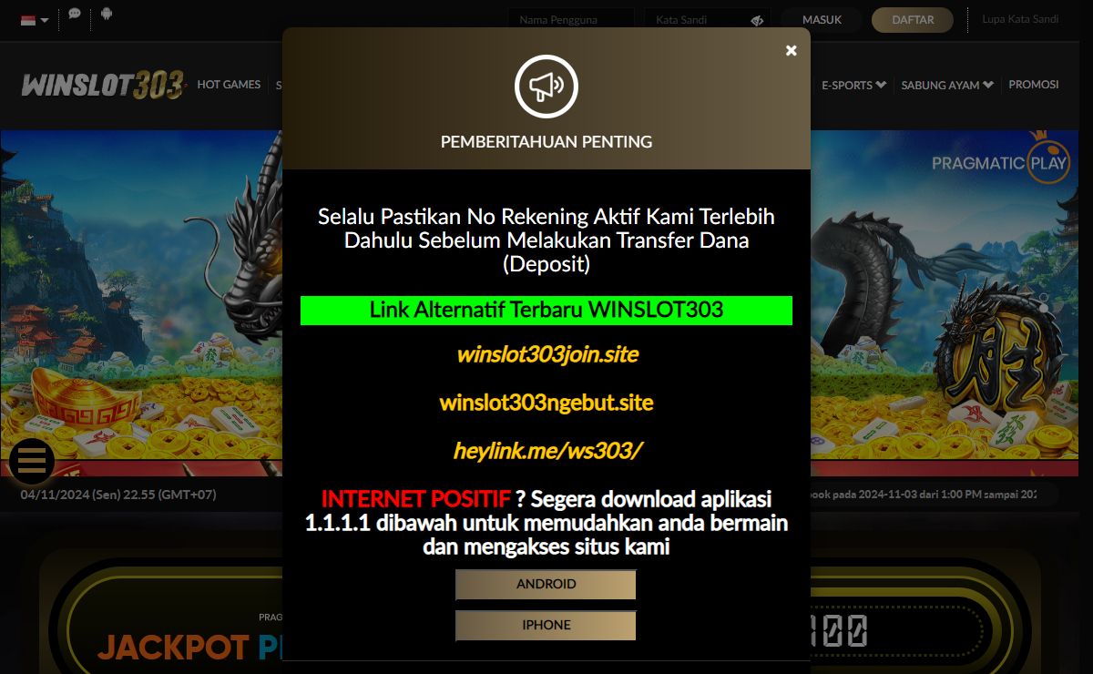 WINSLOT303: Situs Slot Gacor Hari Ini Link Slot303 Pasti Menang