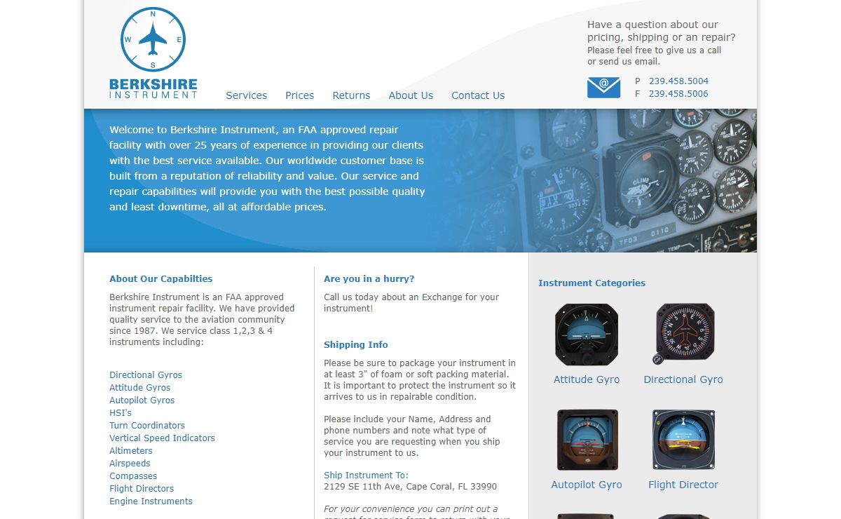 Berkshire Instrument - Aircraft Instrument Repair, Sale and Testing