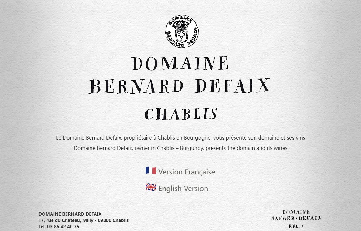 Bienvenue au domaine Bernard Defaix, producteur de vin à Chablis