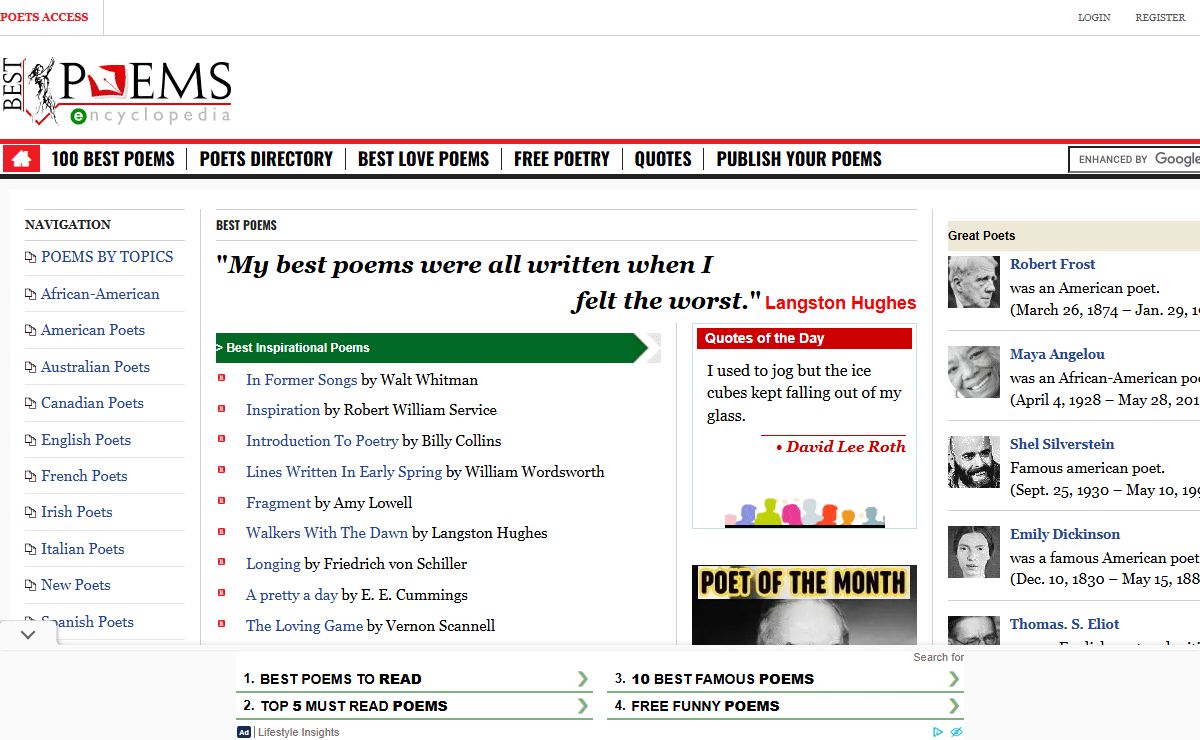 Best Poems | The Famous Poems Encyclopedia
