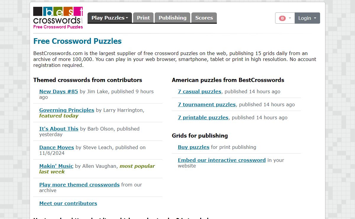 Free Crossword Puzzles | BestCrosswords.com