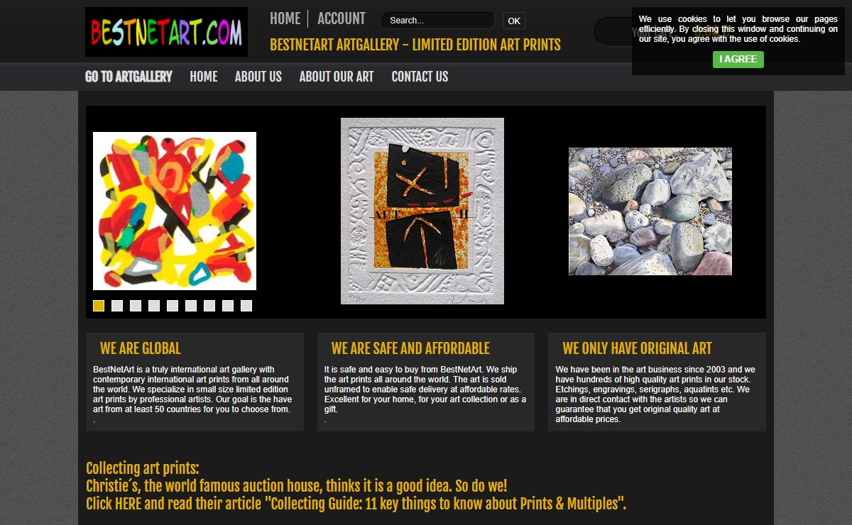 Artgallery specializing in small size art prints