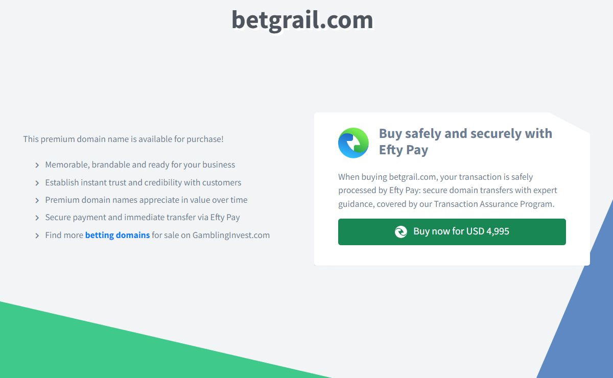 betgrail.com domain name is for sale. Inquire now.