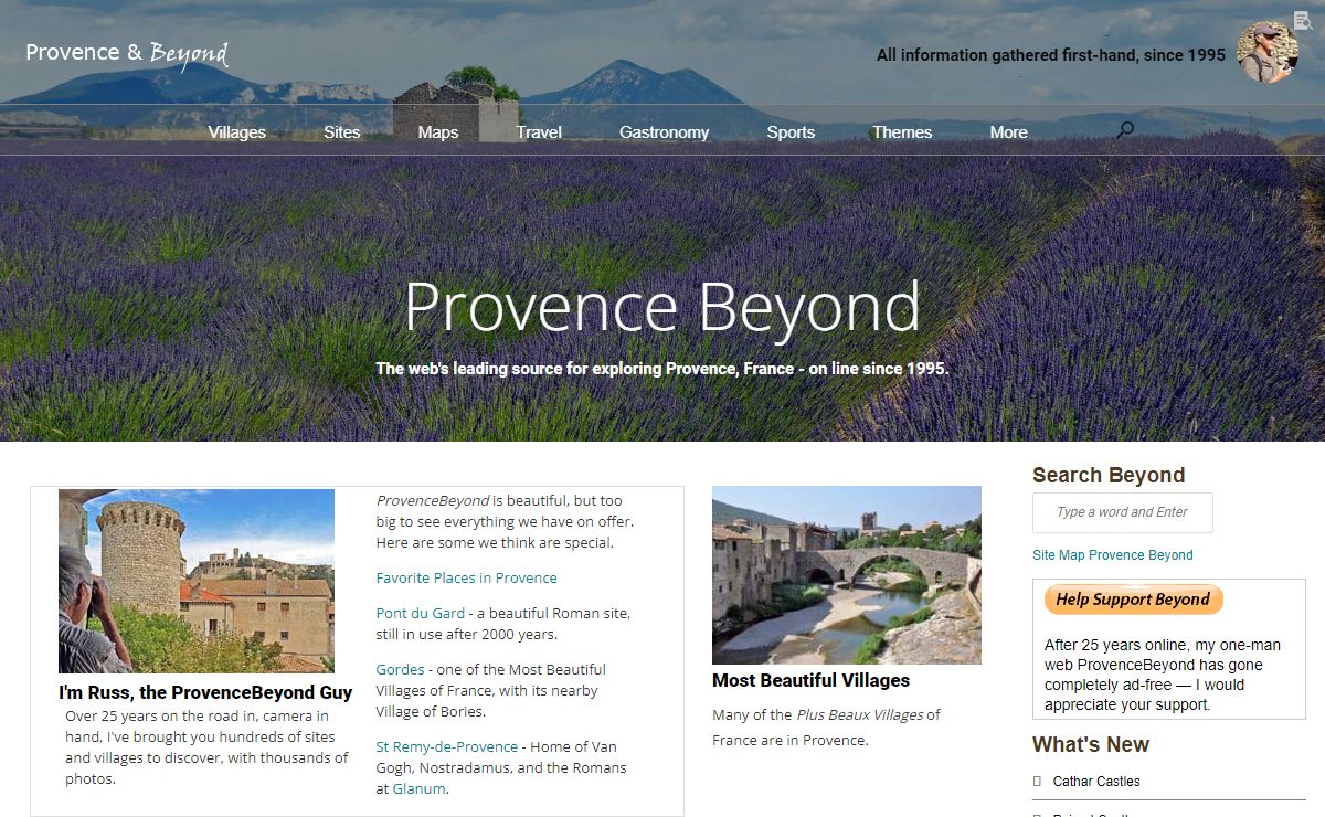 Provence Beyond, information about the website, by Provence Beyond