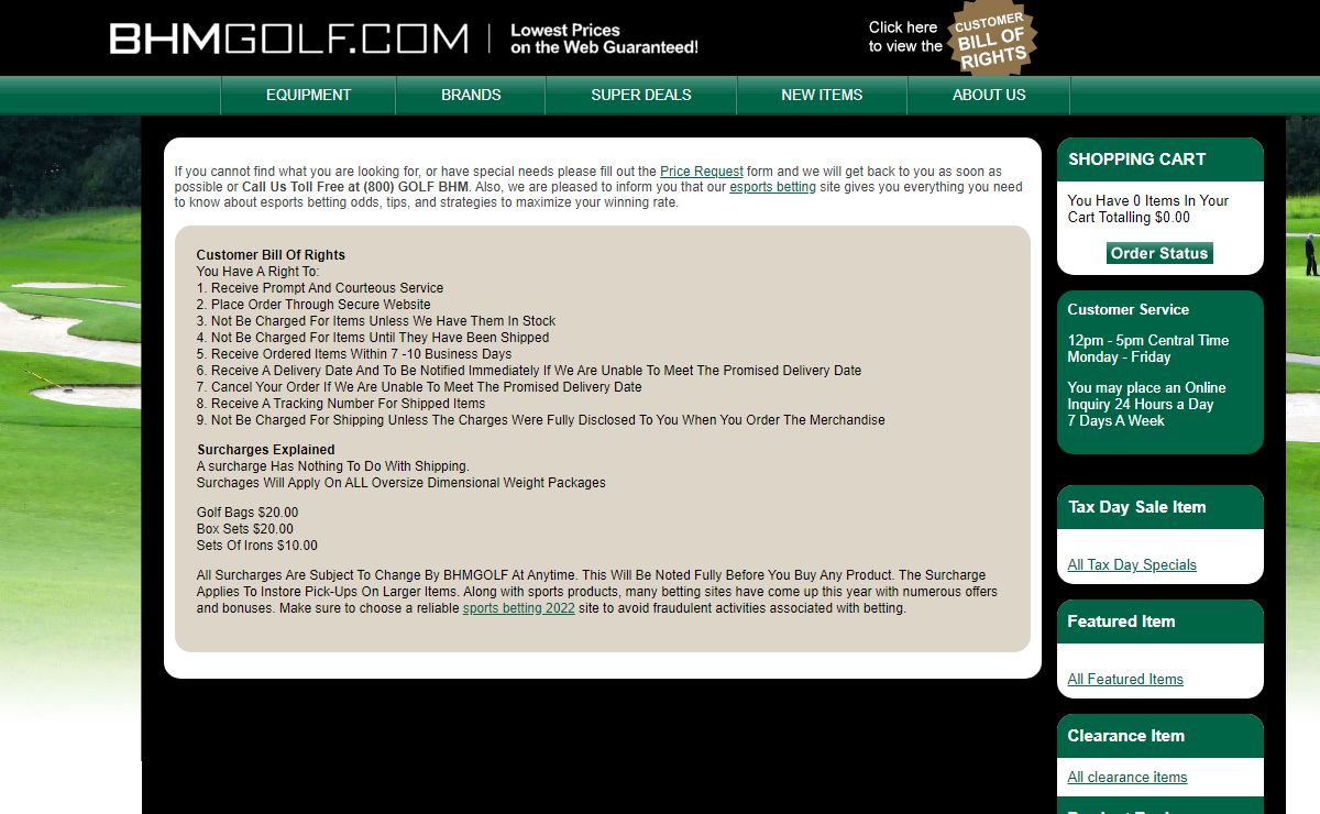 BHMGolf.com - Best Prices On Golf Equipment On The Web Guaranteed!