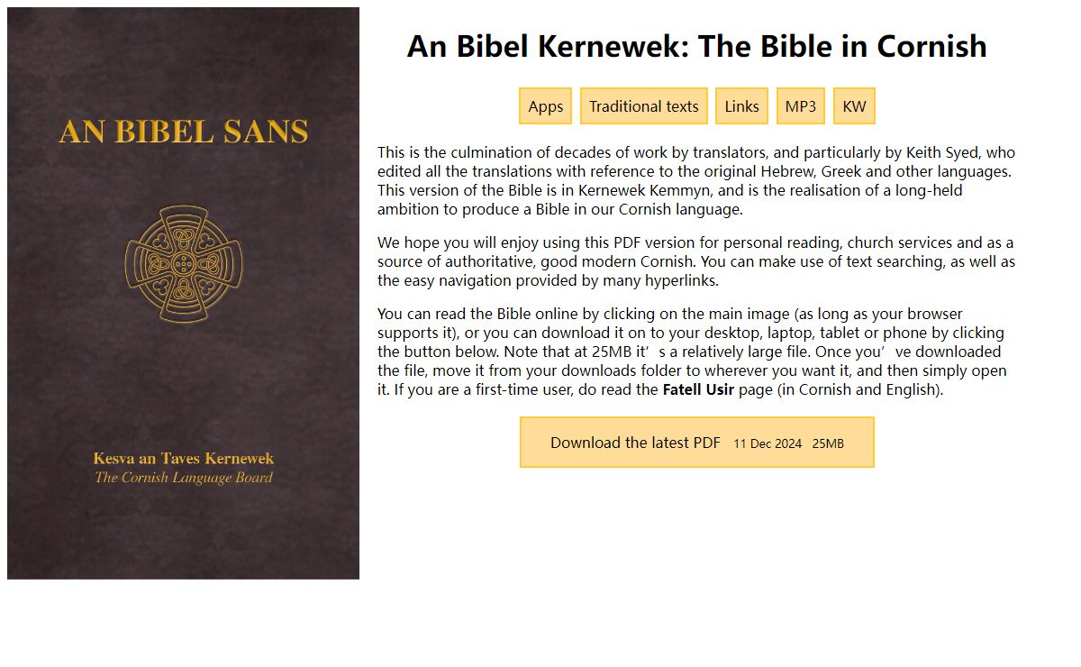 An Bibel Kernewek: The Bible in Cornish