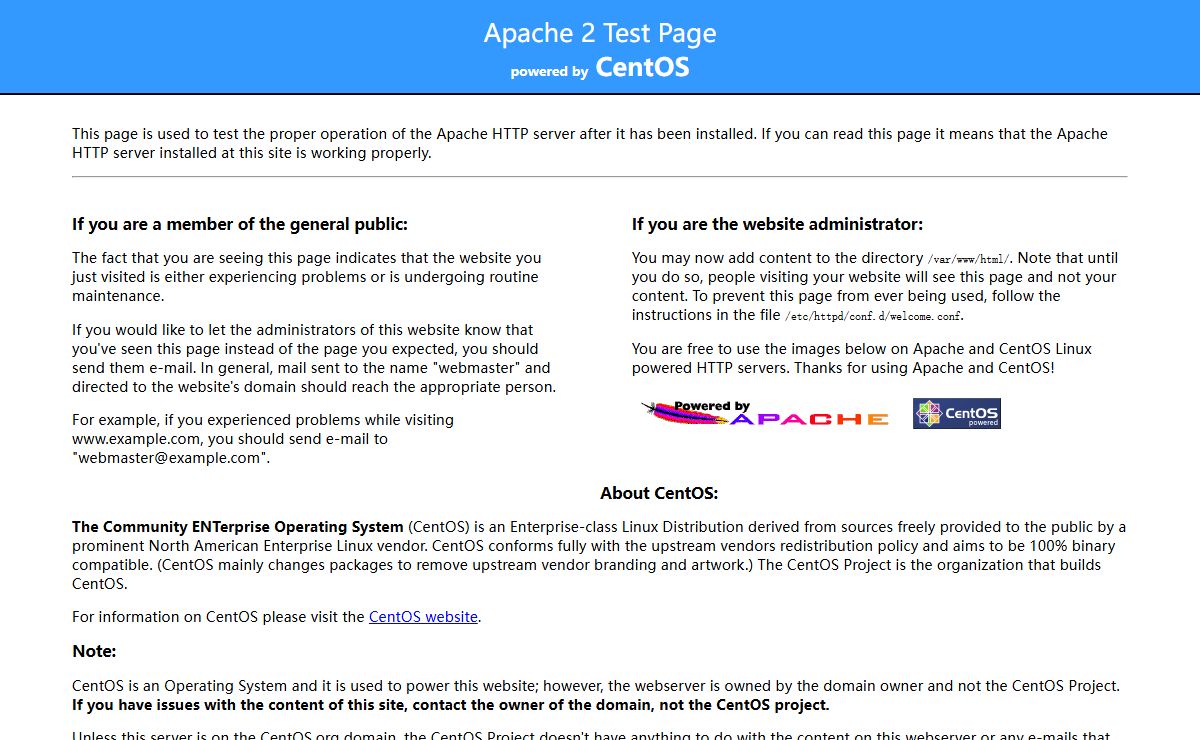 Apache HTTP Server Test Page powered by CentOS