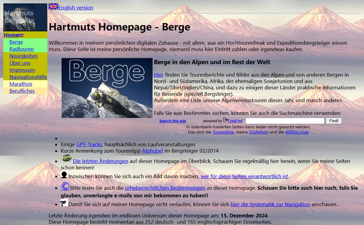 Hartmuts Homepage - Bergsteigen, Hochtouren, Expeditionen