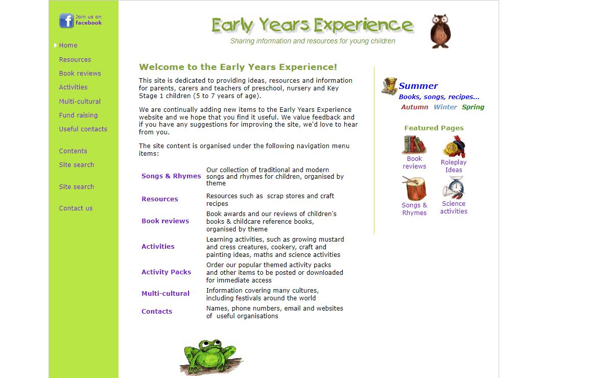 Early Years Experience - Educational resources and information for parents, carers and teachers of pre-school, nursery and Key Stage 1 children.