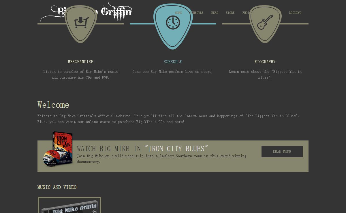 The official website for blues musician Big Mike Griffin