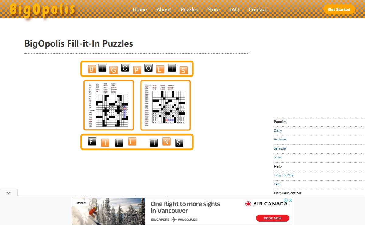 BigOpolis - Daily Fill-it-In Word Puzzle Home
